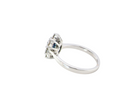 rear  fine 18 carat white gold cluster ring. Features an oval cut dark blue sapphire centre stone 