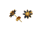 rear pair of vintage daisy-shaped earrings, each beautifully set with marquise-cut sapphires.
