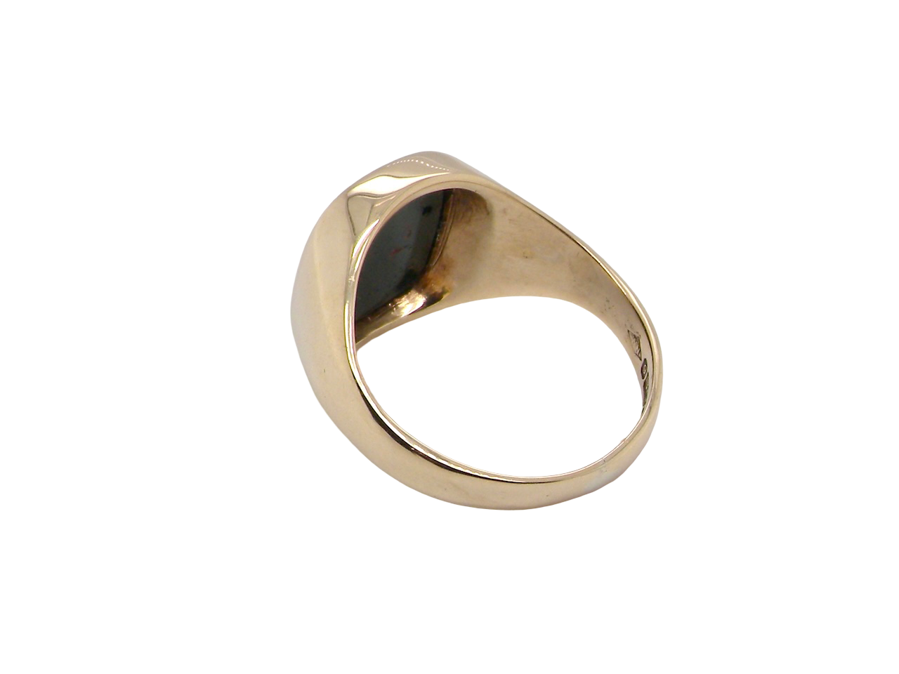 signet ring featuring a cushion-shaped bloodstone,