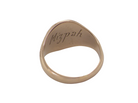 reverse A gentlemans 9 carat gold oval shaped signet ring. The reverse is engraved with the word Mizpah*