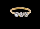  ring is set with three brilliant cut white diamonds, each 3mm diameter. (total estimated at 0.30 carats) Colour h-j, clarity Si. 
