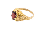 side A 1970s dress ring set with an oval garnet stone. This measures 10x8mm and claw set.
