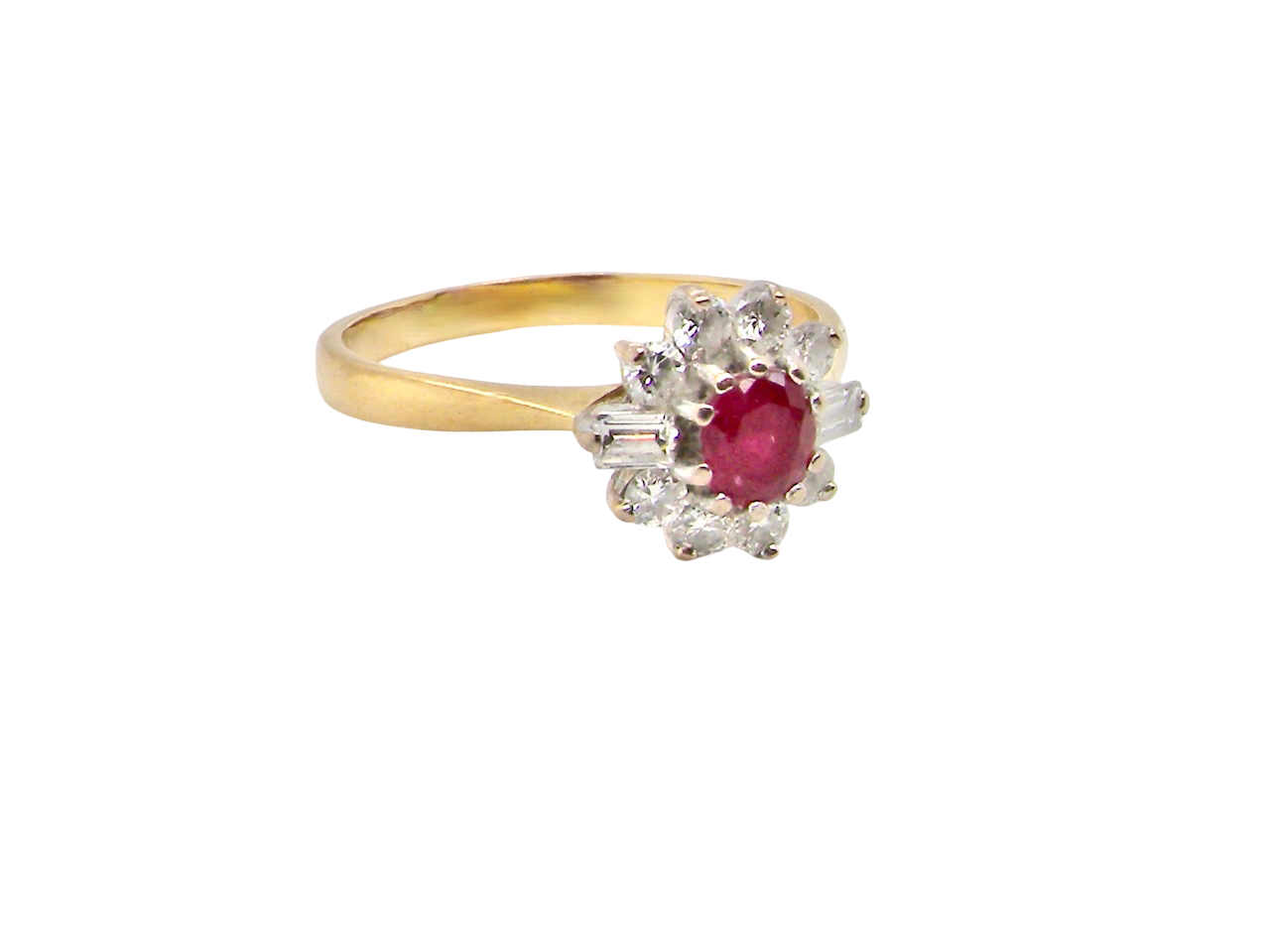 side A 1980s classic-  Ruby and Diamond Ring