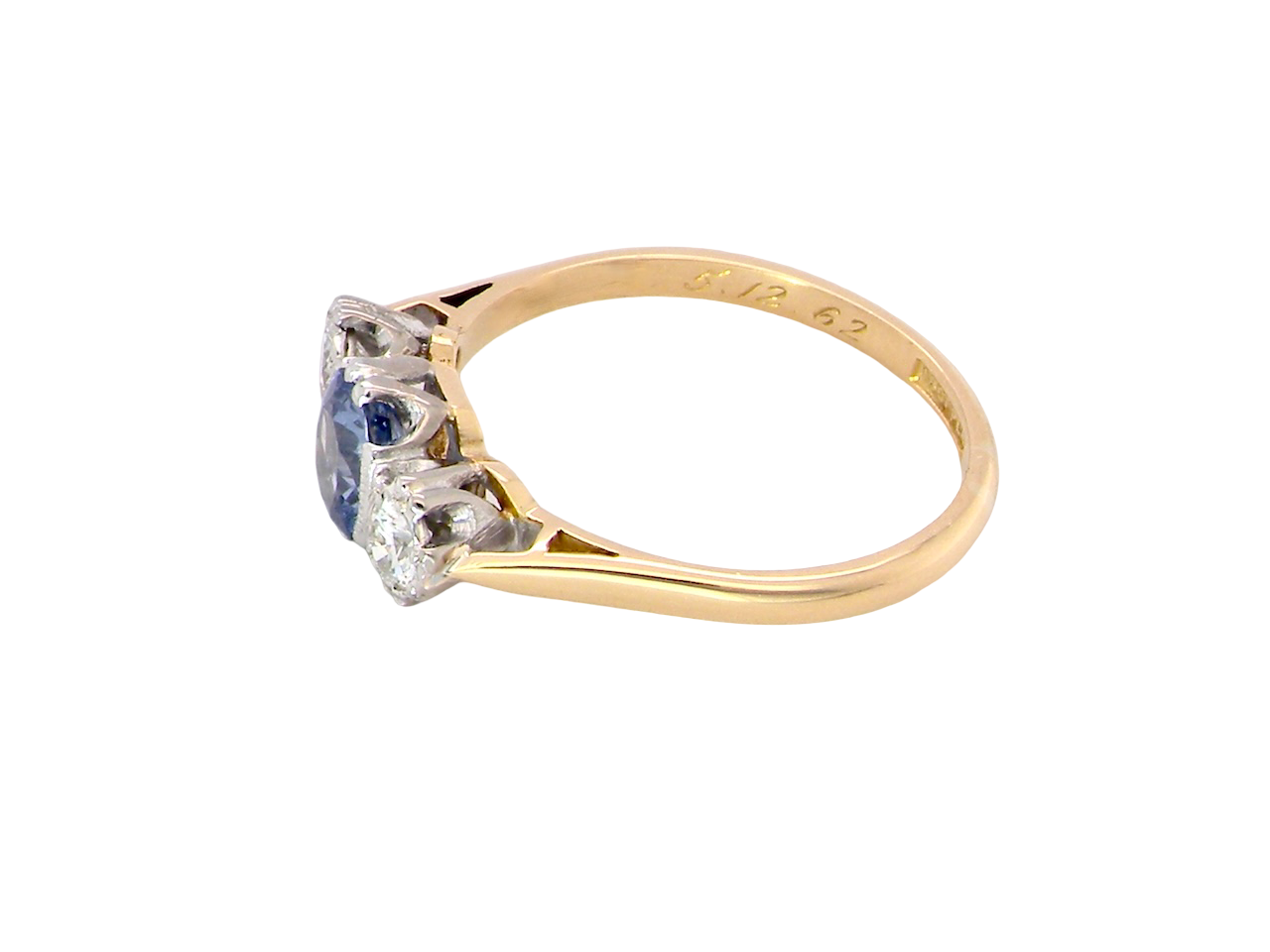 side A 3 stone sapphire and diamond ring-A