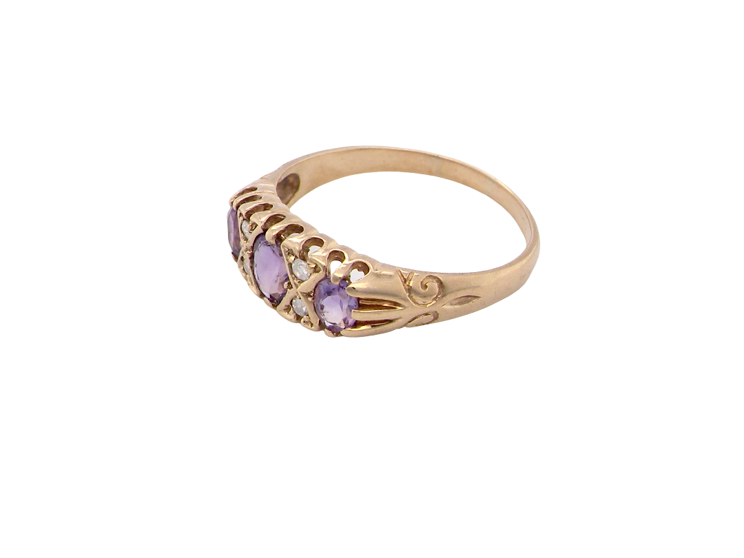 side A 9 carat gold dress ring, based on a Victorian style, this reproduction faithfully copies the design from that iconic era.
