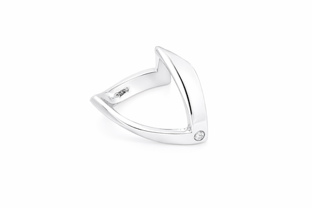 side A 9 carat white gold double wishbone ring. with a diamond