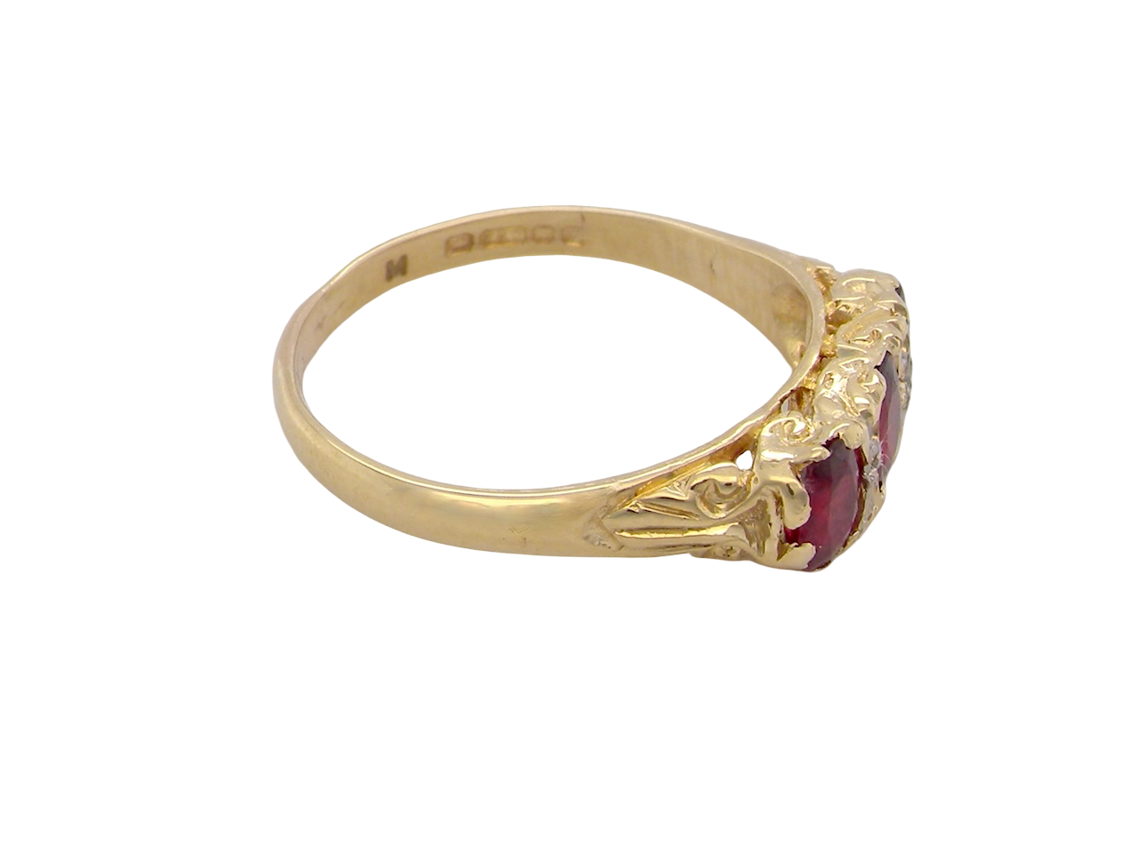 A Victorian Style 18 carat Gold Ruby &amp; Diamond Boat Ring (London 1978)