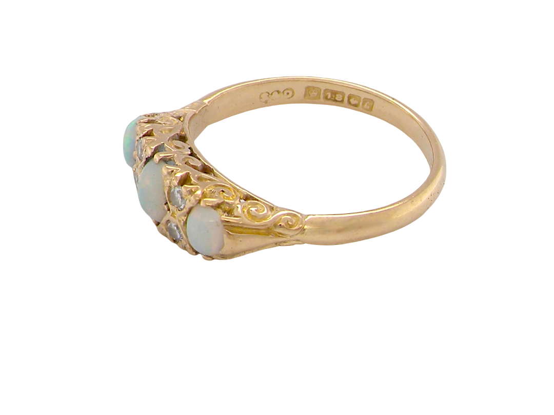 side A Victorian style opal and diamond ring