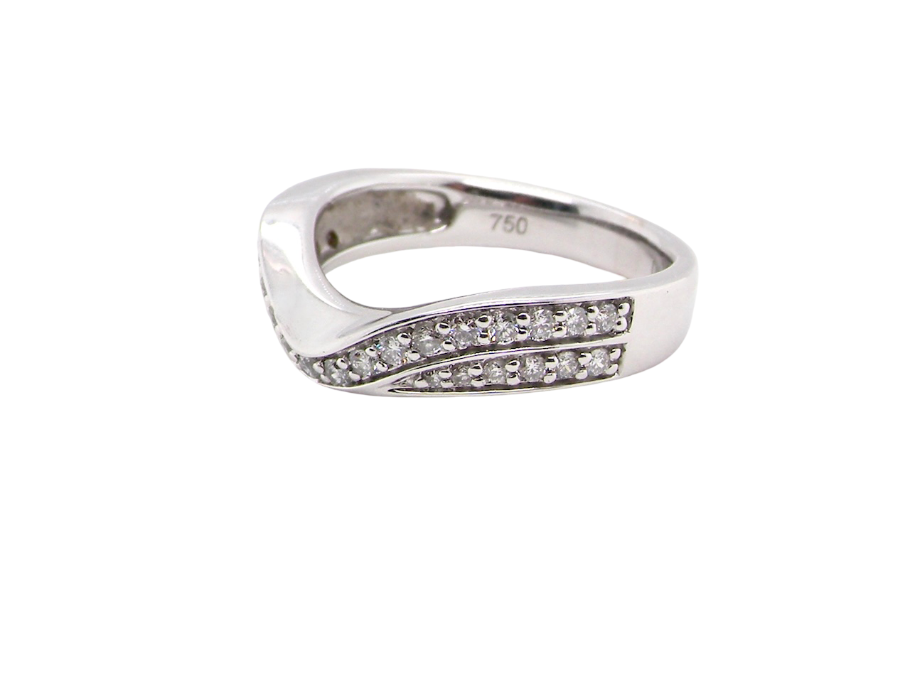 A Wishbone Diamond Half Hoop Ring – 18ct White Gold