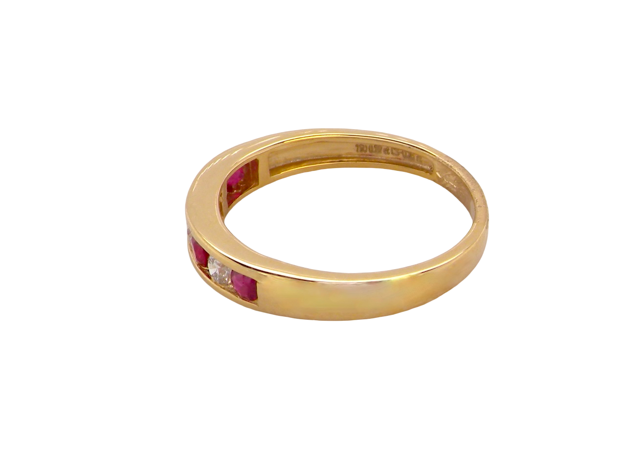 A channel set Ruby and Diamond ring