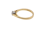 side A classic solitaire ring. Features a single brilliant cut white diamond, measures 5mm (est 0.50 carats) Colour H-j, clarity Si.

Head is claw set, platinum, head 5.2mm, depth 5.4mm, weight 2.9 grams.&nbsp;
