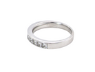 side A fine 18 carat white gold half hoop eternity ring. Set with ten princess cut white diamonds.

Close set, each 2.5x2.5mm, total one carat
