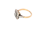 side A fine antique ring from the early part of the 20th century (probably 1915-1925)

A square head that measures 11x11mm is set with old brilliant cut white diamonds. The principal stone measures just over half a carat (5.2mm) colour i-l, clarity Si, rim setting, platinum.
