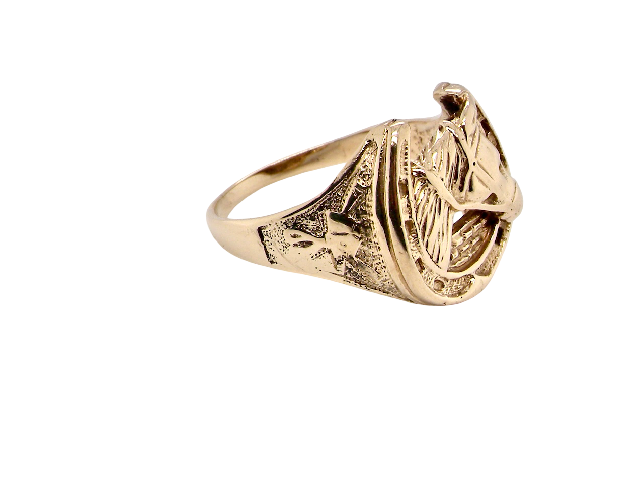 side A gold horseshoe ring