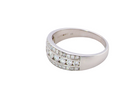 side A lovely 18 carat white gold half hoop ring. Set with a middle row of nine bright white brilliant cut diamonds, graduate from 2.2mm to 2.6mm. The top and bottom rows are also set with small diamonds.