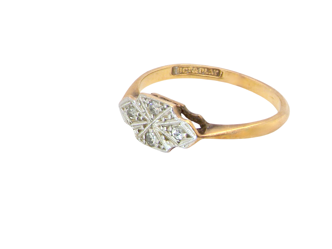 side A pretty early 20th century Diamond ring, in its original box 