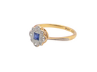 side A pretty early 20th century cluster ring. The centre stone a square mid blue sapphire, 3x3mm, mille grain setting.&nbsp;