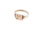 A unisex signet ring. Square head measures 8.5x8.5mm, sunray pattern side 