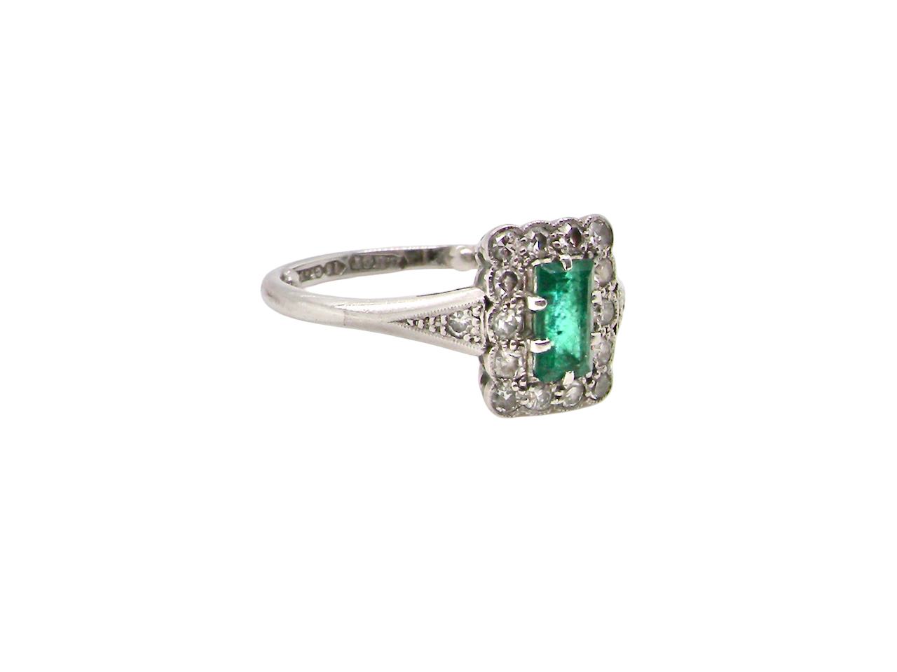 side A vintage Emerald and Diamond Cluster ring