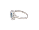 A White Gold Aquamarine & Diamond Cluster Ring