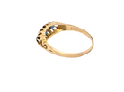 side An 18 carat gold early 20th century ring set with three sapphires. Centre 5x3.8mm each&nbsp; end 3.8x2.8mm.
