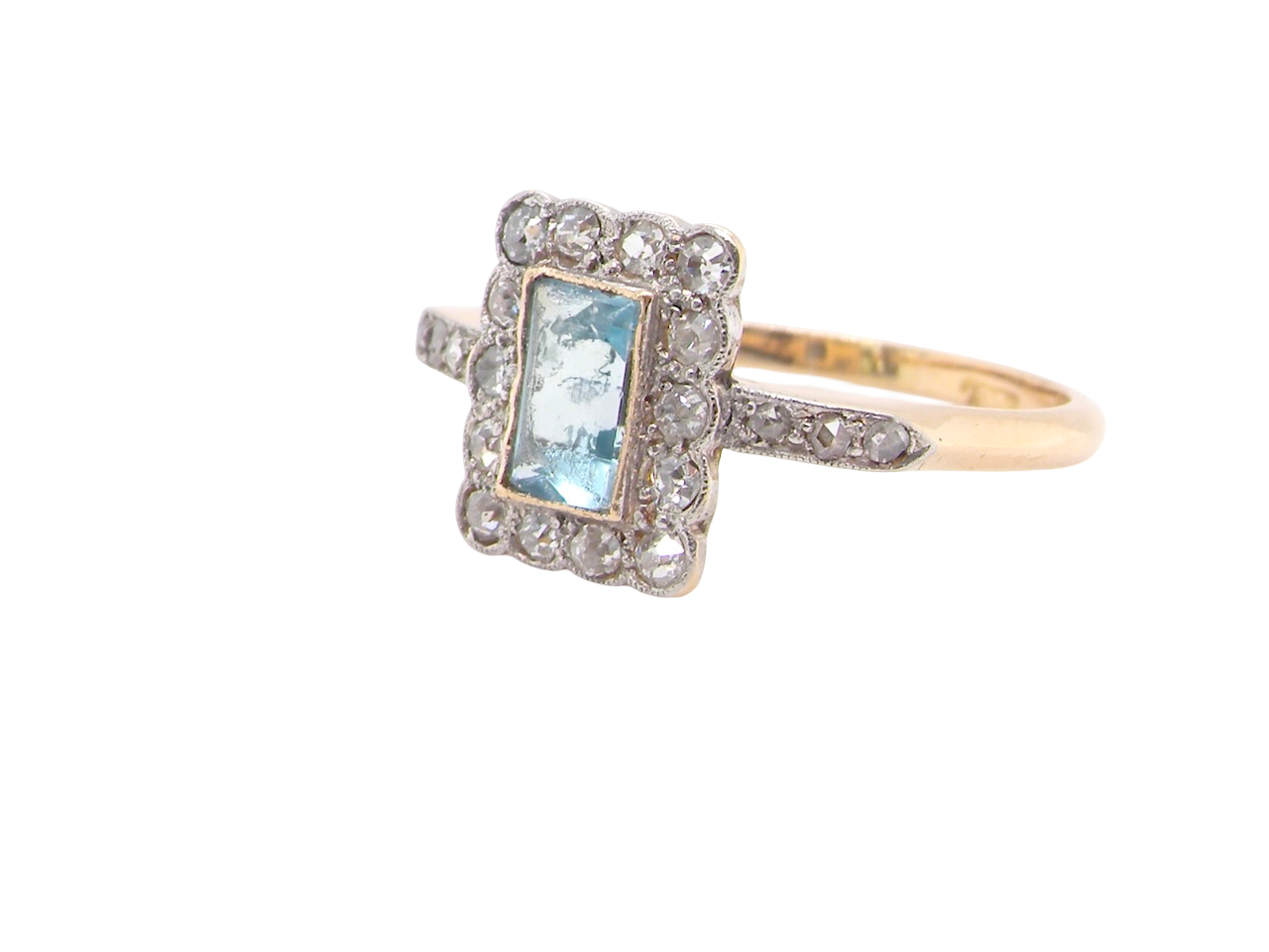 A 20th Century Aquamarine and Diamond Cluster Ring