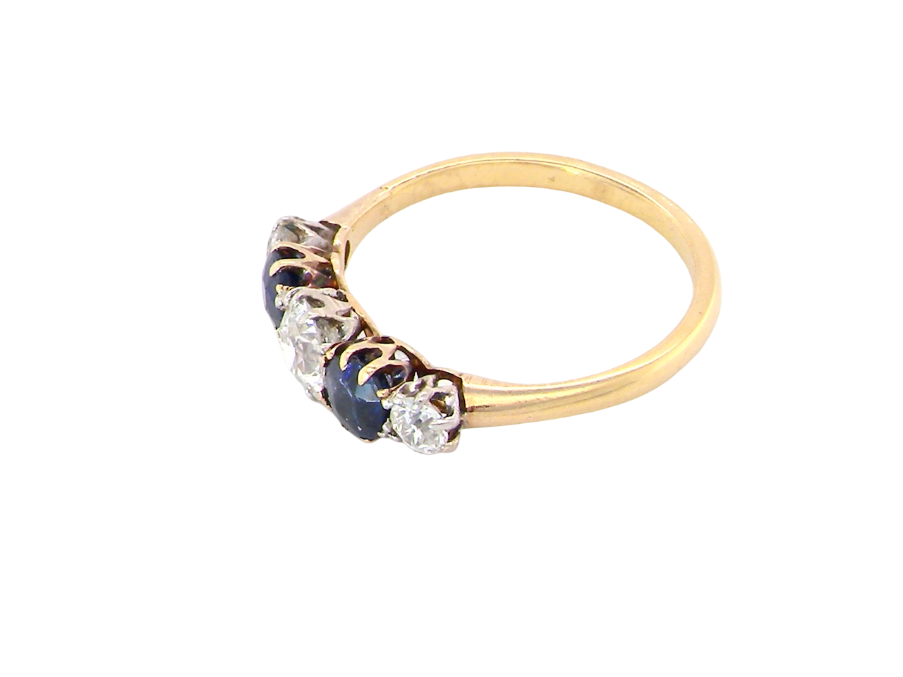 A Vintage Five-Stone Diamond and Sapphire Ring