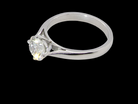side An impressive platinum solitaire ring set with a modern brilliant-cut white diamond.