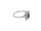 side  Art Deco cluster ring. Features a cobalt blue sapphire 