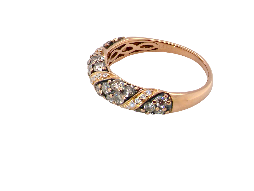 side From the Le Vian Collection a delightful 14 carat rose gold half hoop ring.&nbsp;

