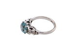 side  fine Art Deco ring that features a stunning natural blue zircon centre stone 