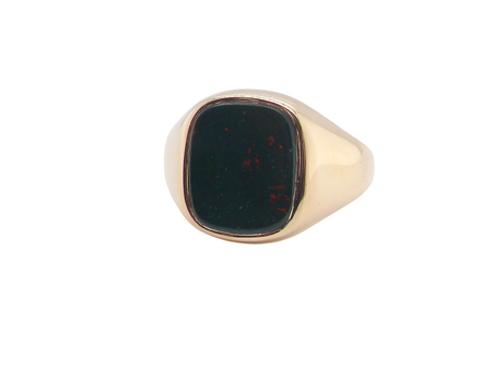  a cushion-shaped bloodstone,