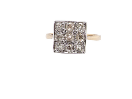 A square head Diamond Cluster ring