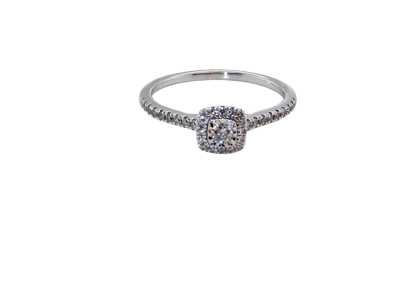 top A 9 carat white gold Diamond halo ring