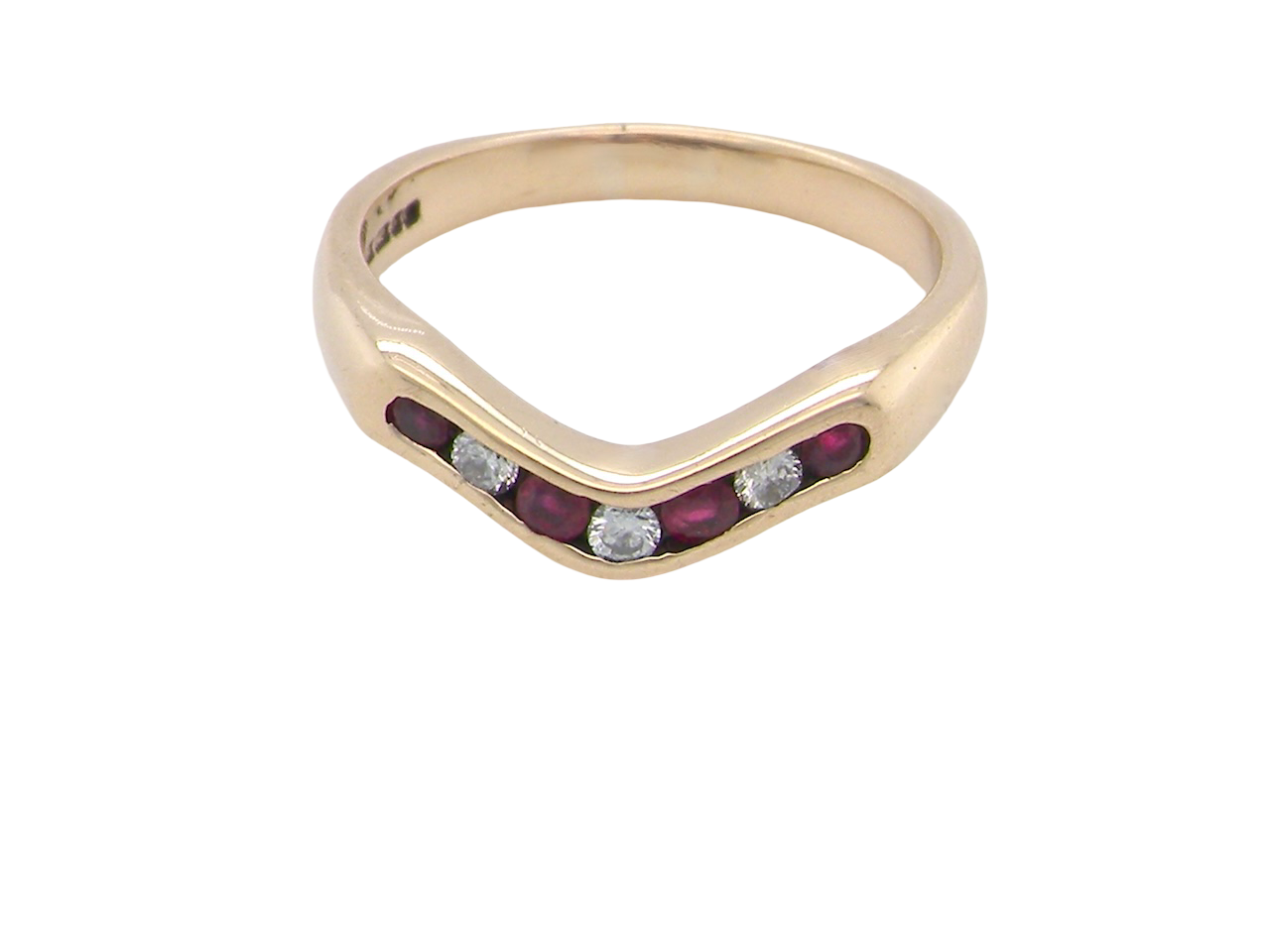 A Ruby and Diamond wishbone ring