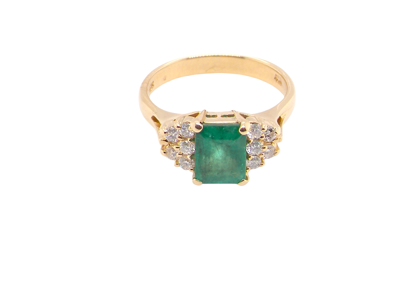  An Emerald &amp; Diamond 18ct Gold Ring