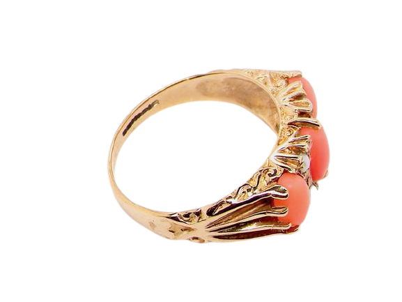 gold coral and pearl dress ring