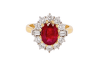 ruby and diamond cluster ring