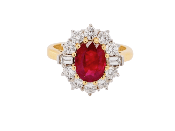 ruby and diamond cluster ring