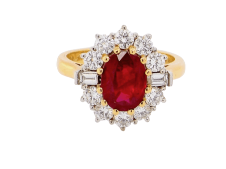  fabulous ruby and diamond cluster ring