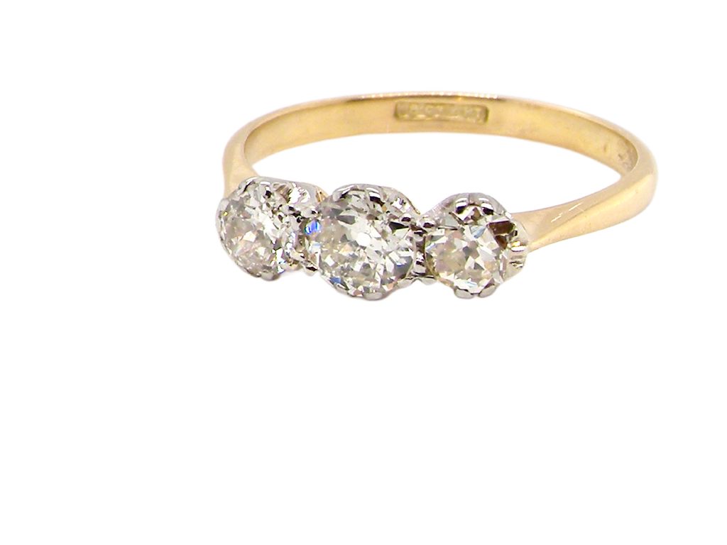  vintage three stone diamond trilogy ring