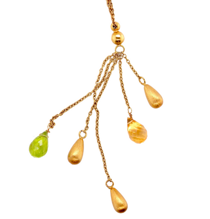18 carat gold peridot and citrine necklace