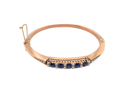 antique sapphire and pearl bangle