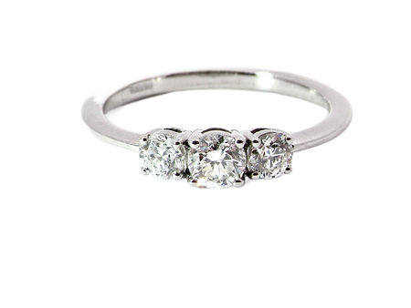 platinum three stone diamond Trilogy ring