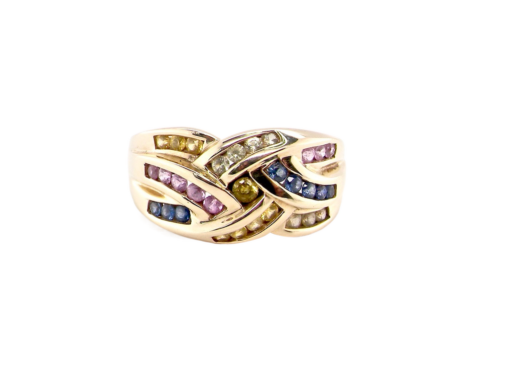 9 carat gold multi gemstone dress ring