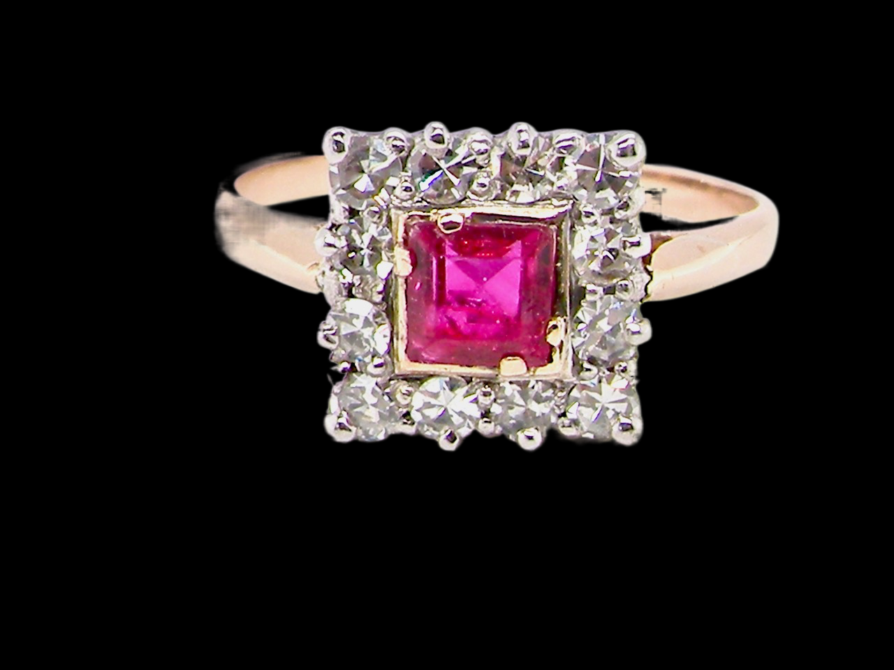 Square ruby 2025 and diamond ring