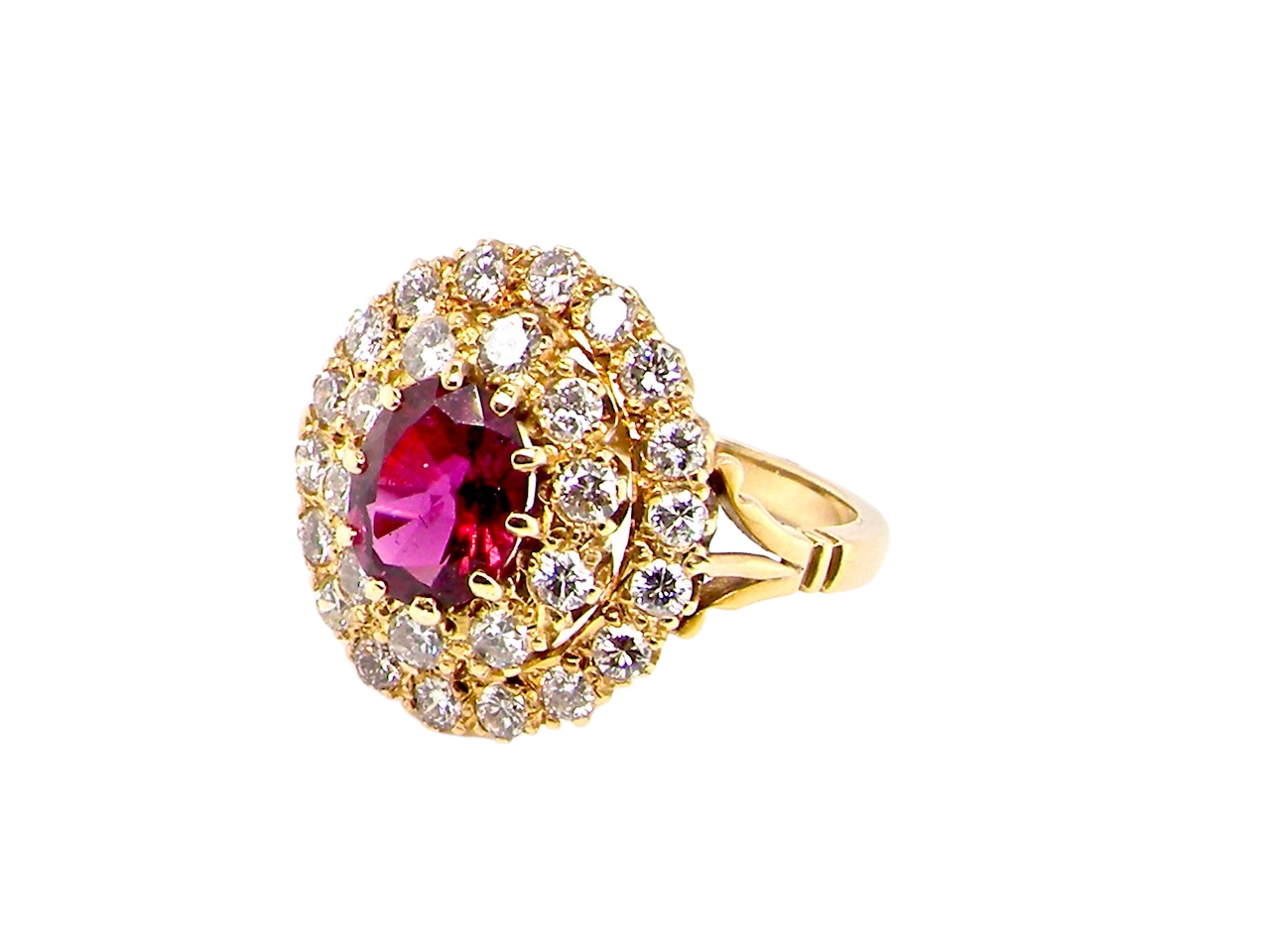 ruby and diamond cluster ring