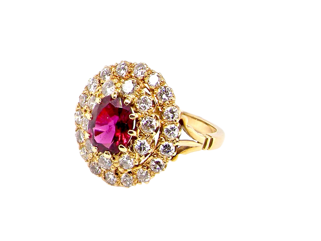 ruby and diamond cluster ring