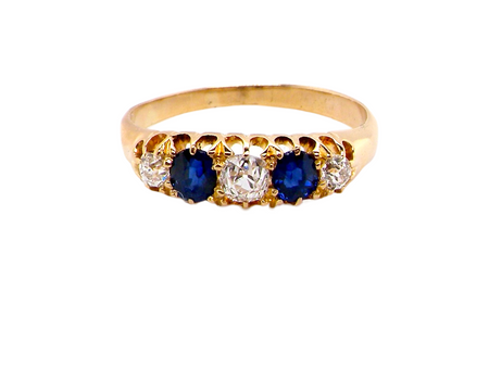 Antique early 20th century sapphire and diamond ring
