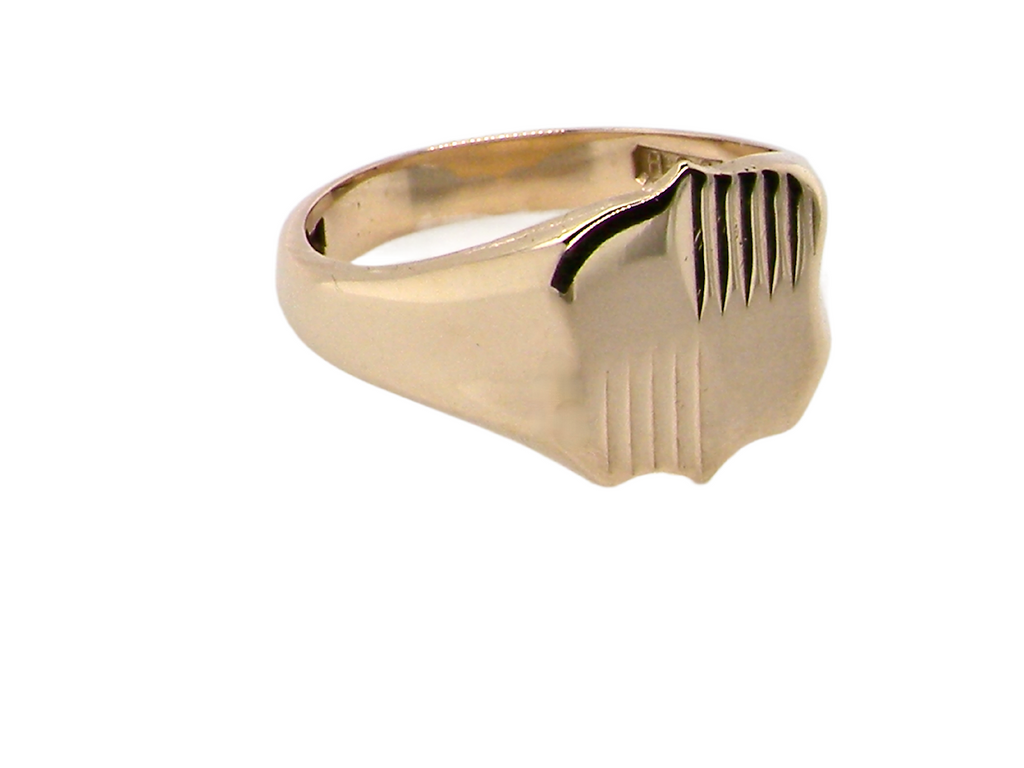 man's shield shape signet ring